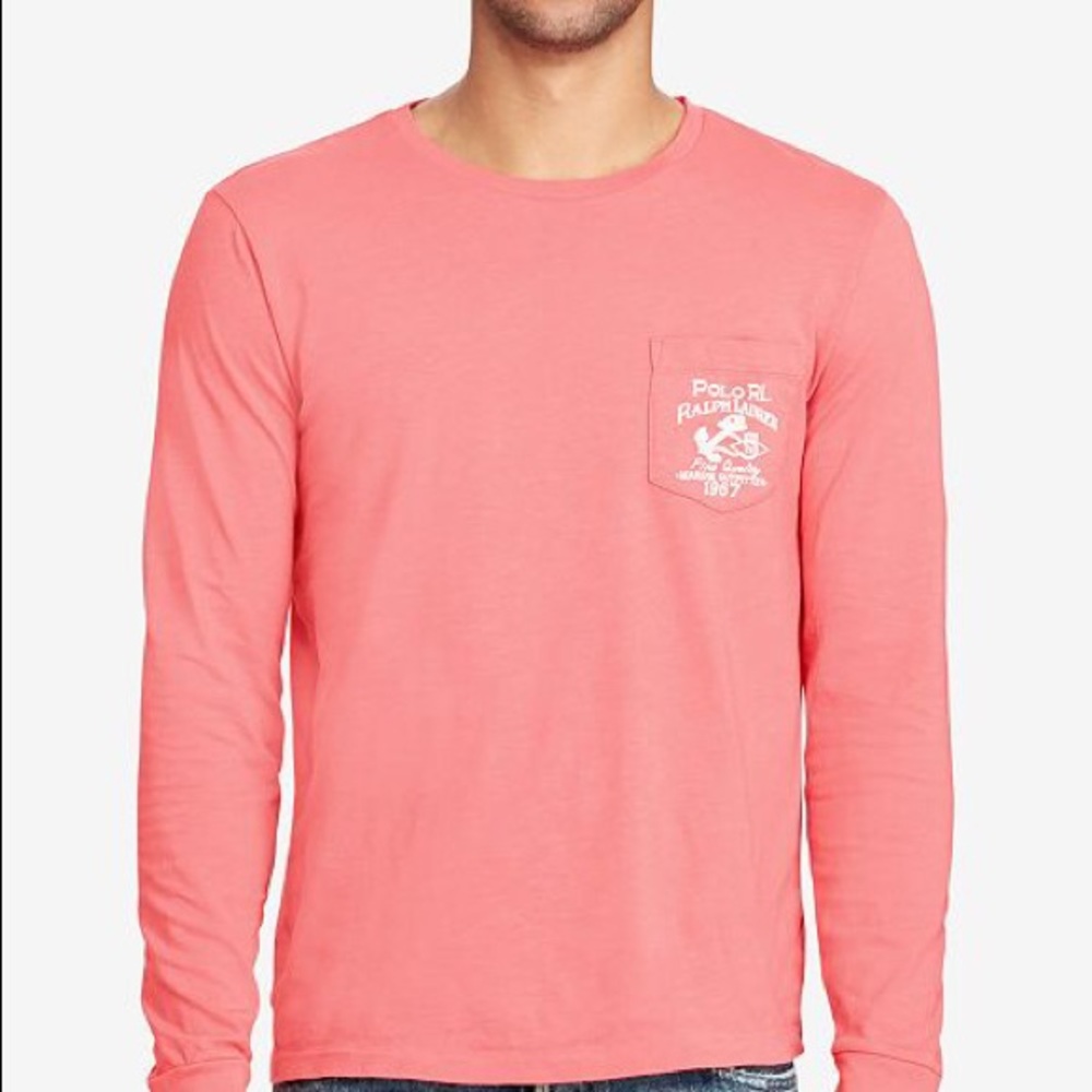 Ralph Lauren Polo Long Sleeve Red Pink Marine